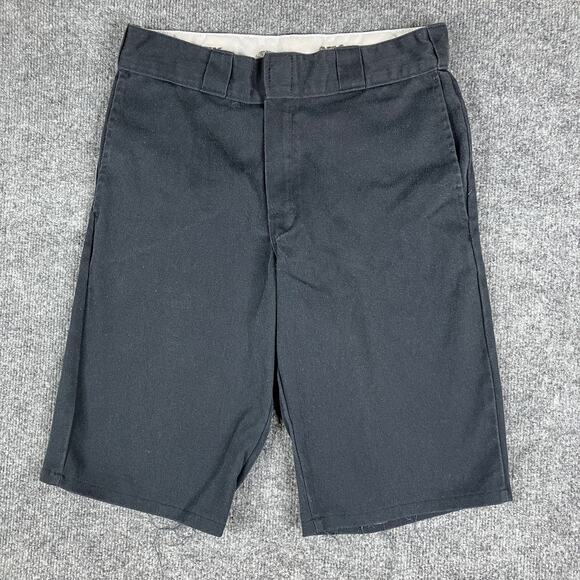 Dickies Shorts Mens Size 30 Black Flat Front Workwear Industrial Poly Cotton - Picture 1 of 10